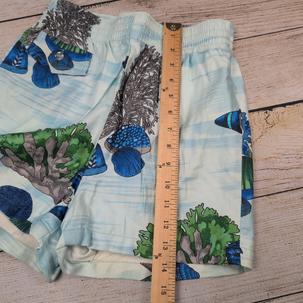 Vintage 60s 70s Pomare Hawaii Sea Life Coral Seashell Cotton swim Shorts Blue S - Picture 5 of 6